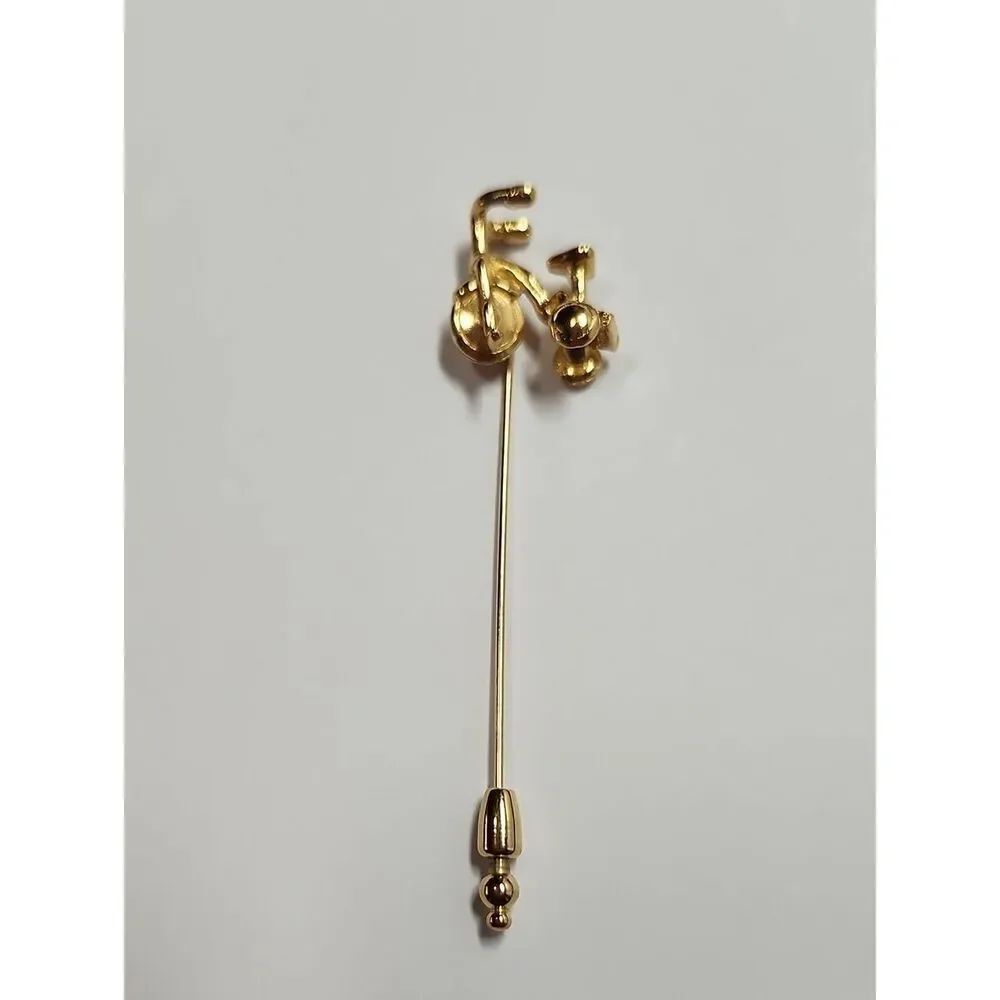 Extrememly Rare Designer Trifari Bicycle Stick Pin Mid Century